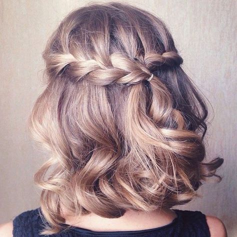 Braid Your Bob Waterfall Braid Hairstyle, French Braid Hairstyles, Prom Hairstyles For Short Hair, Short Braids, Cool Braids, Hair Styles 2017, Short Wedding Hair, Penteado Cabelo Curto, Easy Braids