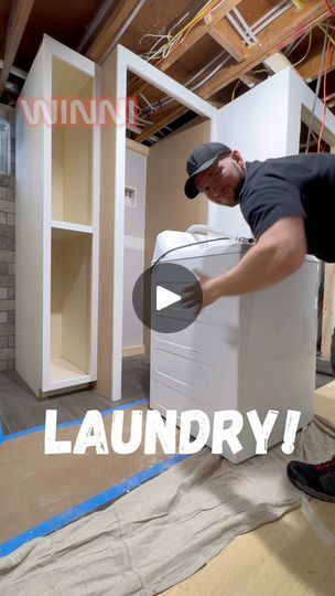 210K views · 1K reactions | Custom LAUNDRY CABINETS! | We build some custom cabinets for our washer and dryer. Something that is functional but looks amazing!  #remodel #construction #homerenovation... | By WINNIFacebook Hide Washer And Dryer, Adu Layout, Washer Dryer Closet, Corner Laundry, Laundry Room Storage Cabinet, Laundry Makeover, Laundry Cabinets, Laundry Decor, Installing Cabinets