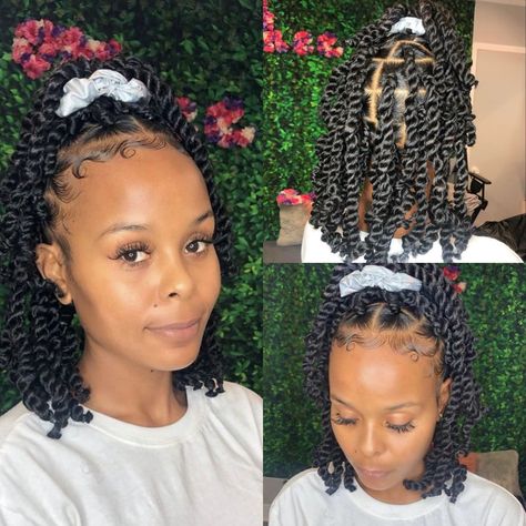 Passion Twists Hairstyle Shorts, Graduation Hairstyles For Black Women Braids, Styling Short Passion Twist Braids, Short Passion Twists Hairstyle Bob, Graduation Braids Hairstyles, Criss Cross Rubber Band Passion Twist, Passion Twists Tutorial With Rubber Bands, Passion Twist Bob, Short Passion Twists