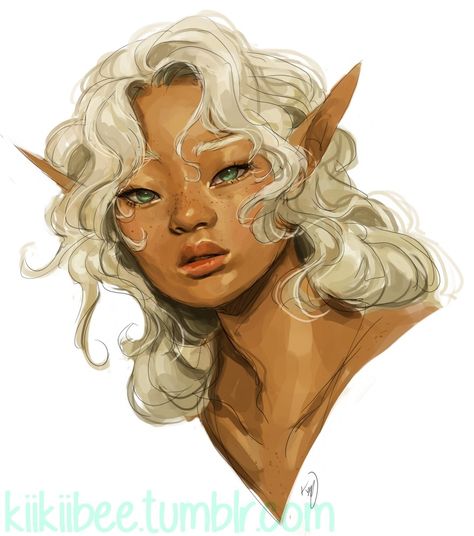 ArtStation - design. Paloma, Kii Weatherton Art Hair Ideas, Elven Character Design, Elven Paladin, Character Art Styles, White Hair Art, Halfling Druid, Elven Druid, Blonde Elf, Elf Woman