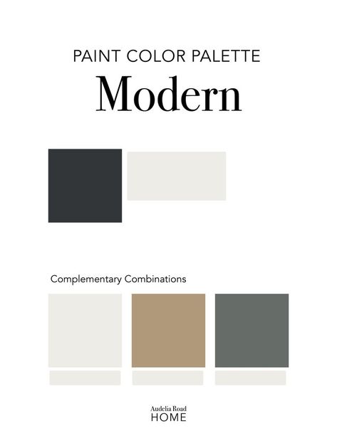 The Modern paint color palette was designed using all Sherwin Williams paint colors to help you create a natural, minimal, and comfortable home. Contemporary Home Color Palette, Contemporary Interior Design Color Palette, Anthracite Color Palette, Black Color Palette Colour Schemes, Modern Contemporary Color Palette, Modern Home Color Palette, Color Scheme House, Modern Paint Palette, Dark Grey Color Palette