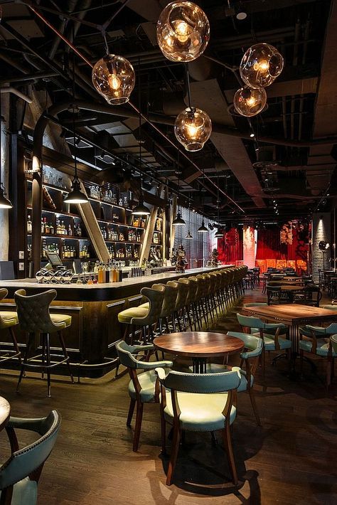 Bar Deco, Restaurants In Nyc, Bar Lights, Pub Interior, Decoration Restaurant, Bar Inspiration, Bar Interior Design, Industrial Bar, Bar Interior