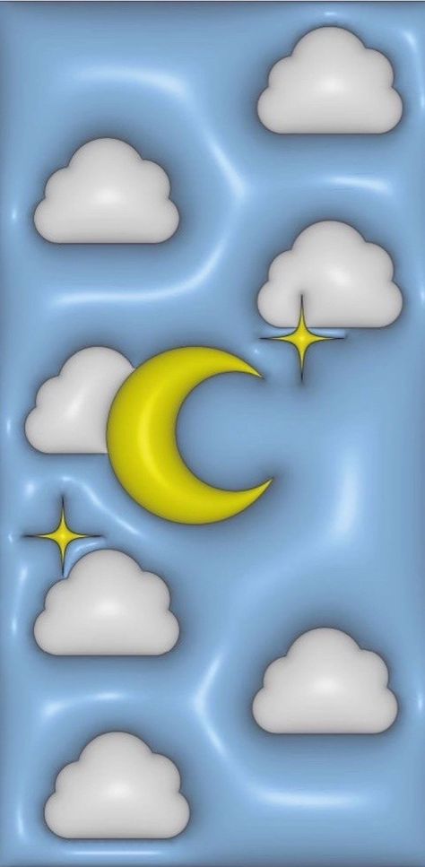 Iphone Moon Wallpaper, Wallpaper Iphone Moon, Bubbly Wallpaper, Moon Wallpaper Aesthetic, Inflated Wallpaper, 3d Wallpaper Blue, 3d Wallpaper Cute, Jelly Wallpaper, Islamic Wallpaper Iphone