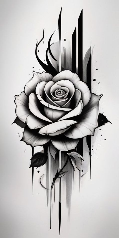 Dark Roses Tattoo, Rose Tattoo Stencil, Roses Tattoo Design, Rosa Tattoo, Rose Drawing Tattoo, Rose Stencil, Rose Tattoos For Men, Flower Tattoo Drawings, Tato Lengan