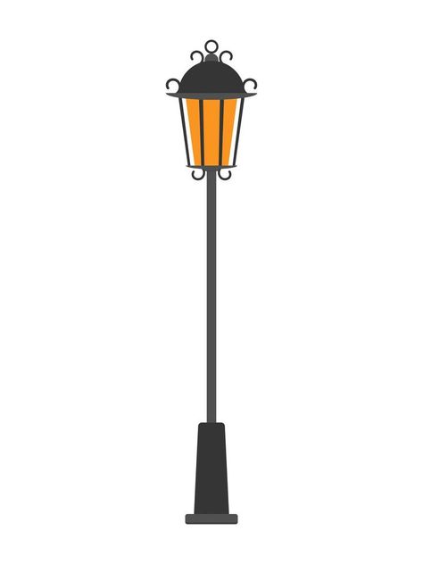 Street lamp post in flat style isolated on white background. Vector illustration. Lamp Post Illustration, Street Lamp Illustration, Street Light Illustration, Street Lamp Post, Lantern Illustration, Vector Technology, Building Illustration, Turtle Art, Old Street