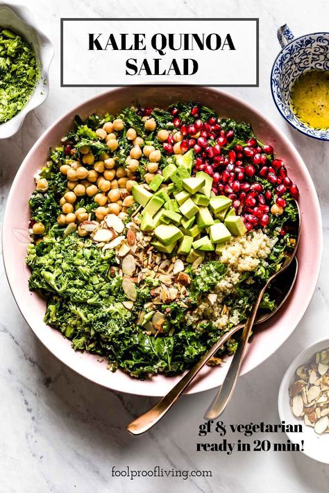 Kale Quinoa Salad Perfect Salad Recipe, Avocado Salad Dressing, Kale Quinoa, Quinoa Kale, Kale Quinoa Salad, Creamy Salad Dressing, Sandwich Wraps, Superfood Salad, Warm Salad