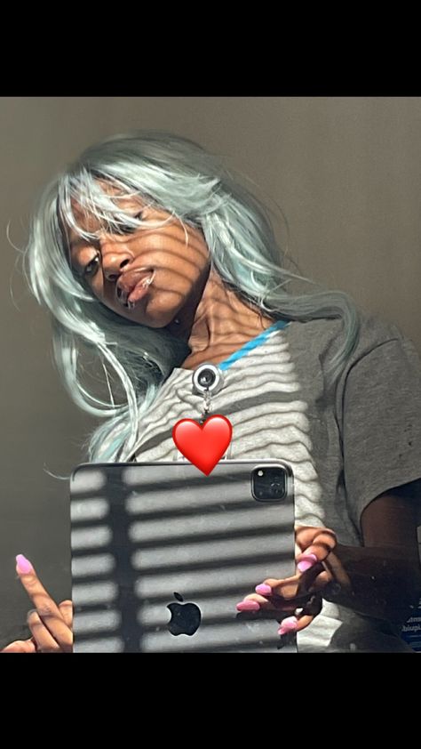 Light blue hair on a black girl #blue #lightblue #lightbluehair #curtainbangs #blackhairstyles #blackwoman #bluehaircolor Light Blue Hair On Brown Skin, Oc Spreadsheet, Badass Hairstyles, Blue Hair Dark, Light Blue Hair, Hair Color Blue, Dark Skin Women, Hair Black, Light Hair