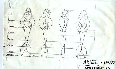 Ariel mermaid proportions Mermaid Proportions, Mermaid Turnaround, Disney Model Sheet, Disney Characters Female, Ariel Perspective, Disney Character Turnaround, Arial Princess Drawing, Dean Yeagle, Ariel Realistic Drawing