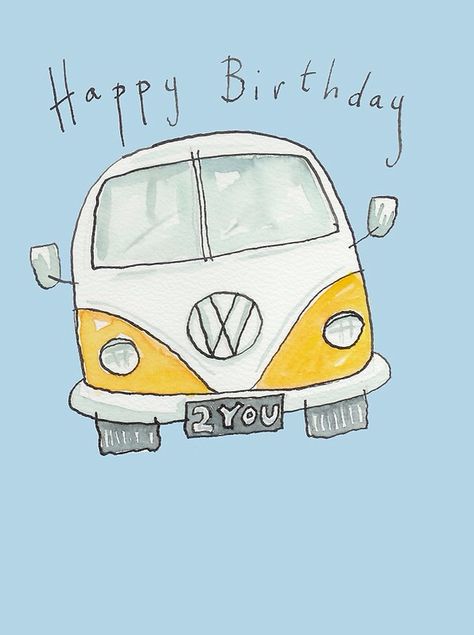 Happy Birthday VW Bus Birthday Greetings For Men, Birth Day, Birthday Illustration, Happy Birthday Signs, Happy Birthday Pictures, Happy Birthday Funny, Birthday Blessings, Sharing Is Caring, Happy Birthday Fun