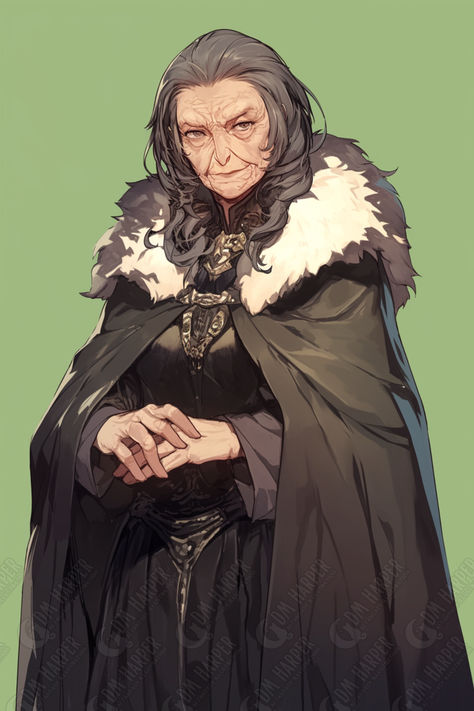 Lady Velrosa Nanda, High Steward of Nightstone, Lawful Good Human Noble (Storm King’s Thunder) Old Lady Character Art, Noble Woman Character Design, Dnd Old Lady, Noble Woman Art, Dnd Npc Ideas, Royal Character, Lawful Good, Good Human, Nightmares Art