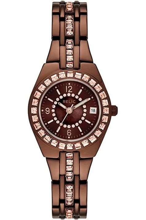 Relic by Fossil Women's Queen's Court Quartz Stainless Steel Sport Watch Relic Watches, Best Smart Watches, Smart Watch Apple, Brown Watches, Brown Bracelet, Vacuum Accessories, Fossil Watches, Womens Watches Luxury, Metal Bracelet