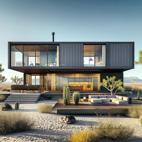 Design Concept CA168🌿✨ Beautiful Mountain View Container Home designed using 2x40’ and 2x20’ Containers🔥 Would you stay in this?😍 ➡️… | Instagram 2 Floor Modern House, Beautiful Mountain View, Beautiful Outdoor Living Spaces, 2023 Design, Shipping Container House Plans, Container Buildings, Modern Architecture Building, Building A Container Home, Container House Plans