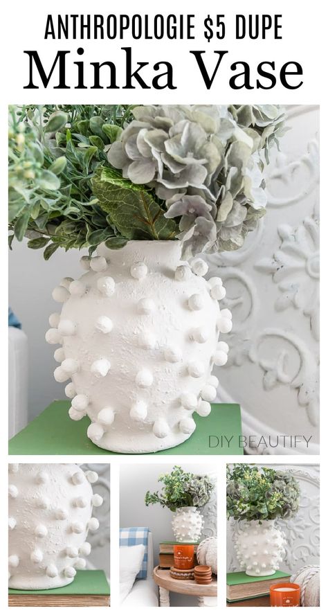 Diy Textured Vase, Concrete Pottery, Anthropologie Window Display, Anthropologie Diy, Diy Painted Vases, Anthropologie Decor, Diy Halloween Ghosts, Diy Vases, Diy Anthropologie