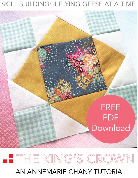 Free Quilt Tutorials, Traditional Quilt Patterns, King's Crown, Modern Quilt Blocks, Library Reference, Flying Geese Quilt, Skill Building, Quilt Block Patterns Free, Quilt Care