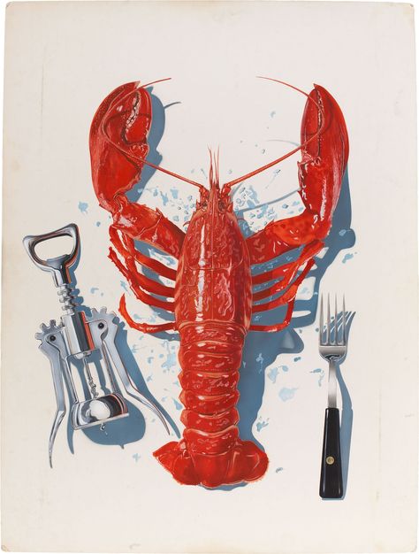 Seafood Art, Lobster Art, Fashion Collection Inspiration, Prawn Cocktail, Water Drawing, Food Painting, The Lobster, Crustaceans, Food Illustration