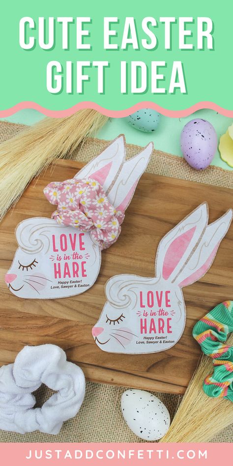 Easter Classmate Gifts, Small Easter Gift Ideas For Coworkers, Easter Gift Teacher, Easter Gift For Teacher, Easter Gifts For Classmates, Easter Cricut Ideas, Easter Gifts For Coworkers, Easter Class Gifts, Easter Scrunchies