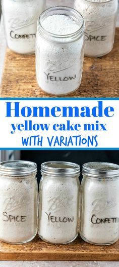 Dry Cake Mix Recipe, Pantry Mixes, Jar Mixes, Homemade Yellow Cake, Yellow Cake Mix Recipes, Homemade Cake Mixes, Baking Mix Recipes, Homemade Dry Mixes, Diy Mixes