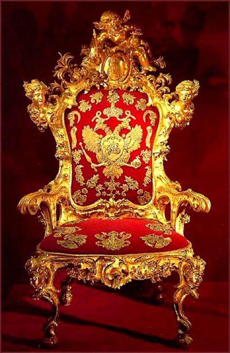 Queen Elizabeth Throne Chair | Throne of Tsaritsa Elizabeth, daugter of Peter the Great, 1742. Luxurious Chair, Baroque Chair, King On Throne, Royal Throne, Motif Art Deco, Peter The Great, Hermitage Museum, Throne Chair, Catherine The Great