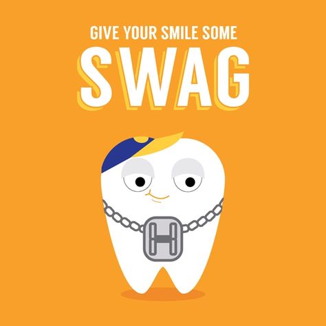 Tooth Swag - Brackets, bands, and wires—not just straightening your teeth but giving them some style! Orthodontic Humor, Braces Humor, Ortho Marketing, Dental Office Marketing, Orthodontics Marketing, Dental Quotes, Dental Social Media, Dental World, Dental Posts