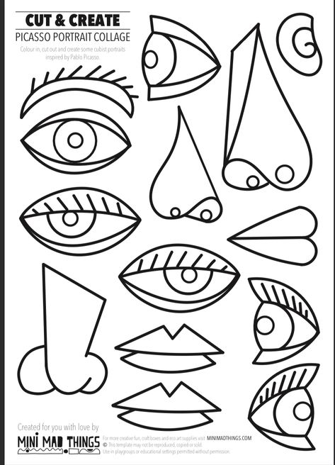 Classe D'art, Picasso Portraits, Art Picasso, Classroom Art Projects, Art Worksheets, Picasso Art, Elementary Art Projects, Art Lessons Elementary, School Art Projects