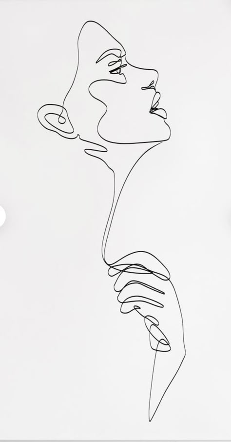 Black And White Line Art Aesthetic, Simple Portrait Tattoo, Side Profile Line Art, One Line Art Face, Aesthetic Outline, Contour Line Drawing, One Line Tattoo, Single Line Tattoo, Dreamy Artwork