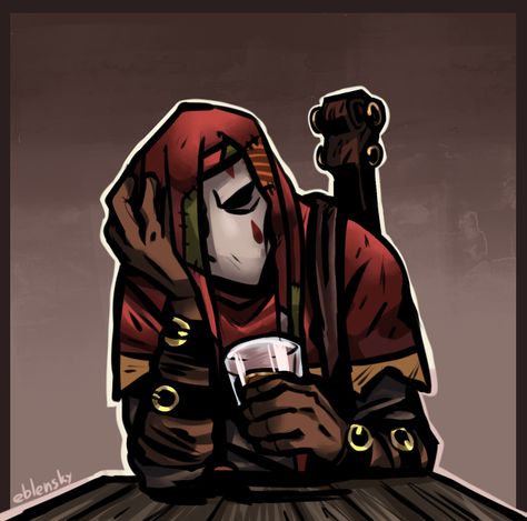 Darkest Dungeon Fanart, Darkest Dungeon Jester, Dnd Bard, Half Drow, Skyrim Art, Darkest Dungeon, Dark Soul, Character Design Animation, Fantasy Rpg