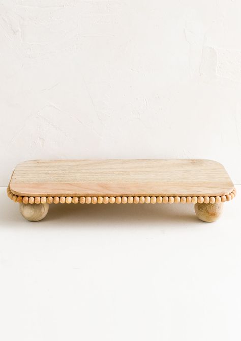 Wooden Riser, Aesthetic Home Decor, Creative Co Op, Lifestyle Store, Aesthetic Home, Beaded Trim, Wood Sizes, Easy Diy Crafts, Wood Board