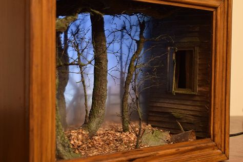 Model Maker Recreates Eerie Scenes in Miniature Within Shadow Boxes Bookshelf Art, Train Miniature, Window Ledge, The Art Of Storytelling, Shadow Box Art, Broken Window, Model Maker, Urban Architecture, Miniature Model