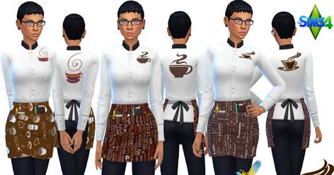 "Ein Blog mit Sims 4 Downloads" Waiter Outfit, Cafe Uniform, Waitress Outfit, Toddler Tights, Coffee Outfit, Clothing Female, Sims 4 Update, Back Tattoo Women, Cc Sims