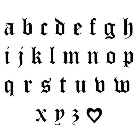 Old English Font Tattoo, Tattoo Writing Fonts, Tattoo Alphabet, Old School Fonts, Calligraphy Tattoo Fonts, Old English Alphabet, Tattoo Fonts Alphabet, Typographie Inspiration, Lettering Styles Alphabet