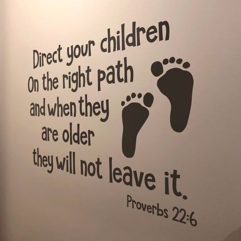 This encouraging decal is a great reminder of how to raise our young ones... hang it in the nursery and it's also a great reminder to them who's boss! Biblical Murals, Sunday School Wall Decor, Scripture About Children, Church Kids Room Decor, Childrens Church Rooms, Prayer Wall Ideas, Church Nursery Ideas, Church Nursery Organization, Toddler Daycare Rooms