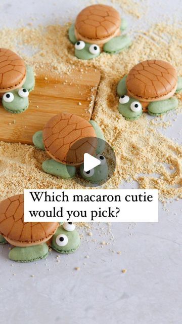 Turtle Macarons, Baking Design, Macaron Template, Bake Shop, Kids Food, Macaroons, Meringue, Gluten Free Dairy Free, Cute Food