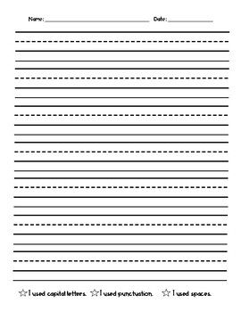 This lined paper includes 3 Star Writing reminders to use capital letters, spaces, and punctuation. Perfect for early writers! Page With Lines Printable, Free Printable Writing Paper, Free Printable Stationery Paper Design, Lined Paper For Kids, Tutoring Reading, Primary Writing Paper, Kindergarten Writing Paper, Paper For Writing, Daycare Curriculum