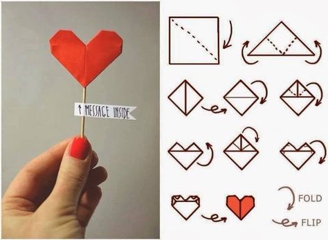 So cute!! Girlfriend Ideas, Diy Gifts For Girlfriend, Creative Diy Gifts, Origami Heart, Easy Diy Gifts, Diy Origami, Girlfriend Birthday, Paper Heart, Birthday Gifts For Girlfriend