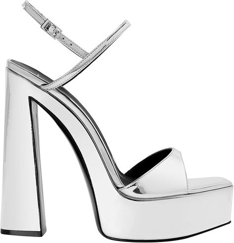 Amazon.com: Giuseppe Zanotti, Sylvy Platform : Luxury Stores Open Shoes, Birthday Plans, Reflective Fabric, Giuseppe Zanotti Shoes, Silver Heels, Fashion Sandals, Open Toe Sandals, Dope Outfits, Thick Heels