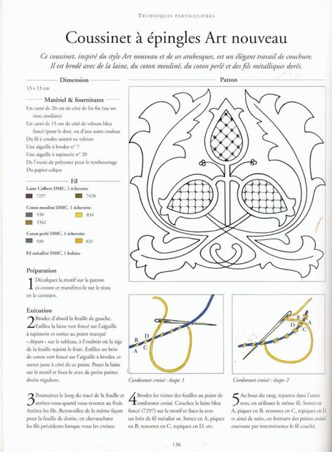 Gallery.ru / Фото #119 - Guide Pratique De La Broderie - Orlanda Bordado Jacobean, Medieval Pattern, Jacobean Embroidery, Crewel Embroidery Patterns, Sewing Crafts Tutorials, Point Lace, Hand Embroidery Tutorial, Needlework Embroidery, Crewel Embroidery