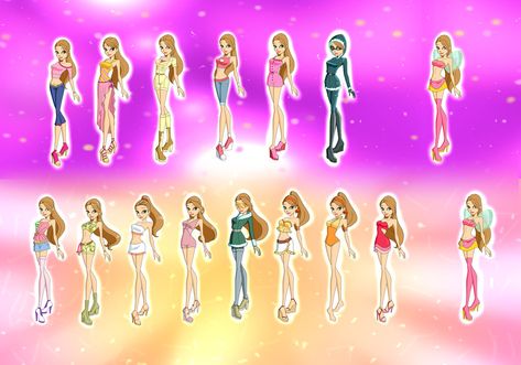 Outfits Valerie season 1+2 by FairyOfAir on DeviantArt Winx Club Season 2 Outfits, Winx Club Season 1 Outfits Oc, Winx Club Oc, Season 8, Original Character, My Oc, Winx Club, Club Outfits, Dreams Come True