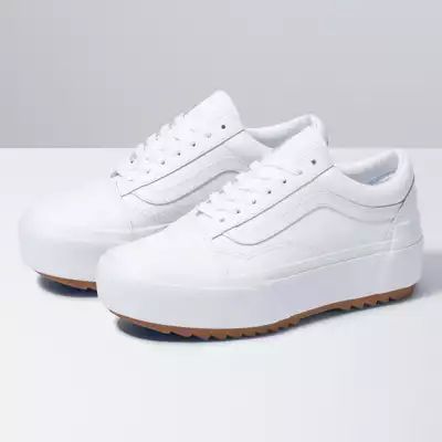 Woven Check Old Skool Platform | Shop Womens Shoes At Vans White Leather Vans, Old Skool Platform, Leather Vans, Vans Store, Vans White, Shoes Vans, Shop Shoes, Vans Sneakers, Classic Shoes