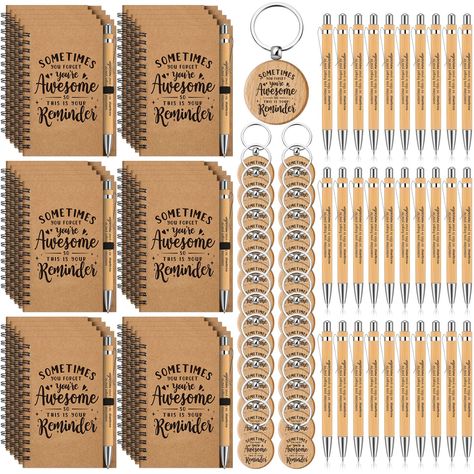 PRICES MAY VARY. Package Includes: 30 pcs pocket kraft notebooks, 30 pcs retractable bamboo pens with black ink cores, 30 pcs employee inspiring keychains, this sufficient quantity can meet your replacement needs while also allowing you to share them with friend or family members Suitable Size: these spiral notebooks are in about 5.5 x 4.1 inches/ 14 x 10.5 cm, with plenty sheets of paper, this product will be suitable for you to write; The bamboo pen is in about 5.4 x 0.4 inches/ 13.8 x 1.1 cm; New Year Staff Appreciation Ideas, Employee Appreciation Decorations, Church Favors Ideas, Thanksgiving Staff Appreciation Ideas, Bulk Teacher Appreciation Gifts, Coworker Appreciation Gifts, Camp Counselor Gifts, Coworker Appreciation, Outreach Ideas