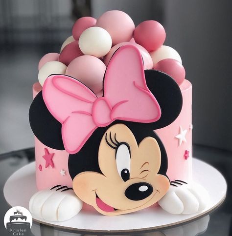 Mini Mouse Birthday Cake, Mickey Mouse Birthday Cake, Minnie Mouse Birthday Party Decorations, Minnie Mouse Birthday Cakes, Mickey Cakes, Mini Torte, Bolo Minnie, Minnie Cake