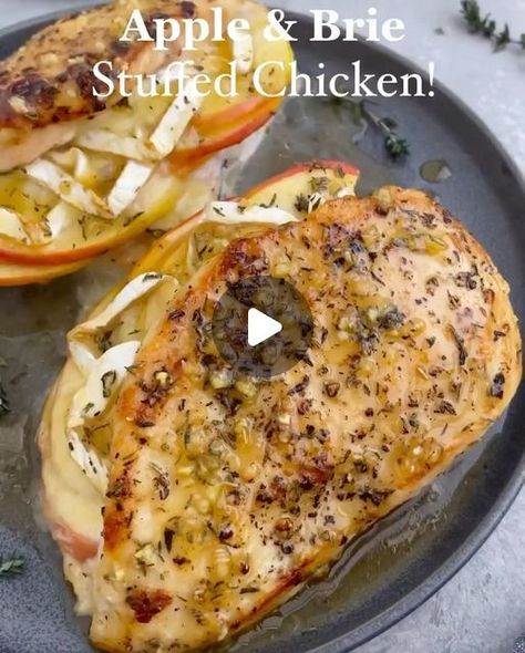 Brie Stuffed Chicken, Apple And Brie, Apple Brie, Thyme Salt, Dried Thyme, Maple Glaze, Stuffed Chicken, Mediterranean Diet Recipes, Chicken Dishes Recipes