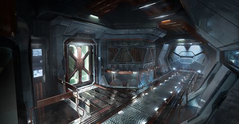 ArtStation - sci_fi_10, Oleg_ Ovigon Esper Genesis, Scifi Wall, Scifi Corridor, Sci Fi Base, Scifi Interior, Traveller Rpg, Futuristic Building, Spaceship Interior, Alien Ship