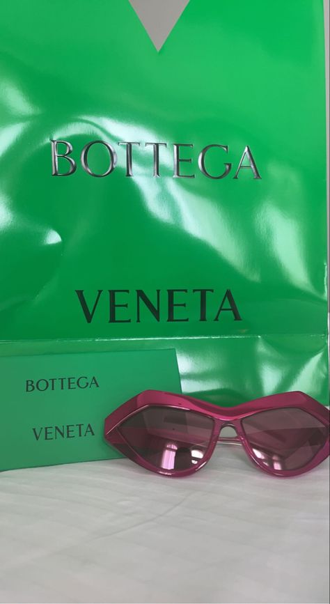 designer bottega pink sunglasses aesthetic Pink Glasses, Pink Sunglasses, Bottega Veneta, Square Sunglass, Sunglasses, Pink