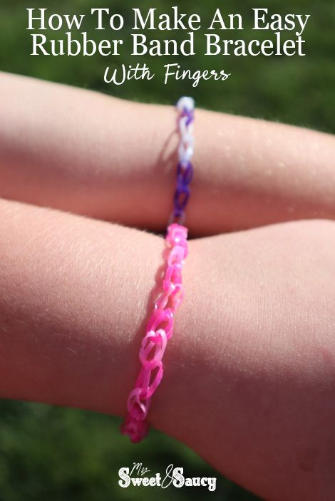 How To Make An Easy Rubber Band Bracelet With Fingers - My Sweet and Saucy How To Make Rubber Band Bracelets, Easy Rubber Band Bracelet, Rubber Band Bracelet Ideas Loom Patterns, Rubber Band Bracelet Tutorial, Diy Rubber Band Bracelet, Rainbow Loom Bracelets Easy, Loom Band Bracelets, Rubber Band Crafts, Making Friendship Bracelets