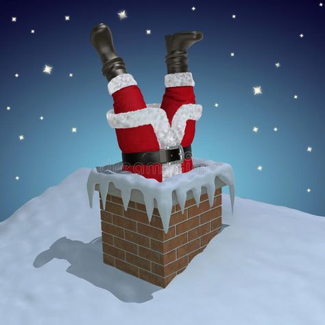 Santa Claus stuck in the chimney. (3D illustration Chimney Door Decoration, Santa Stuck In Chimney, Santa In Chimney, Santa Chimney, Christmas Door Hangings, Christmas Contests, Christmas Door Decorating Contest, Christmas Door Decoration, Door Decorating Contest