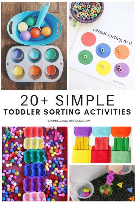 This collection of simple toddler sorting activities are a fun addition to the natural sorting they do in their everyday life. A fun way to introduce math to young children! #toddlers #math #colors #sorting #learningactivities #AGE2 #AGE3 #teaching2and3yearolds Toddler Math, Color Sorting Activities, Sorting Colors, Science For Toddlers, Toddler Lessons, Rainbow Activities, Indoor Activities For Toddlers, Lesson Plans For Toddlers, Toddlers And Preschoolers