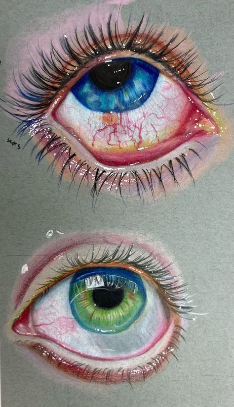 by @LEORIOSTAN Cool Eye Drawings, Colored Pencil Art Projects, Sketchbook Layout, Disney Canvas Art, Camera Drawing, Eye Sketch, Human Drawing, Art Drawings Sketches Pencil, Art Diary