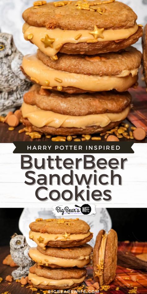 Butterbeer Cookies, Sandwich Cookies Filling, Southern Recipes Desserts, Butterscotch Cookies, Slow Cooker Recipes Dessert, Dessert Recipes For Kids, Harry Potter Food, Cream Soda, Flavored Drinks