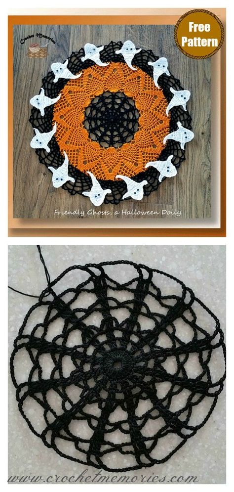 9 Halloween Doily Free Crochet Pattern - Page 2 of 2 Halloween Doilies, Halloween Doily, Blow Dry Short Hair, Christmas Table Runner Pattern, Crochet Table Runner Pattern, Halloween Crochet Patterns, Lace Doily, Hairstyles Short Hair, Halloween Pattern