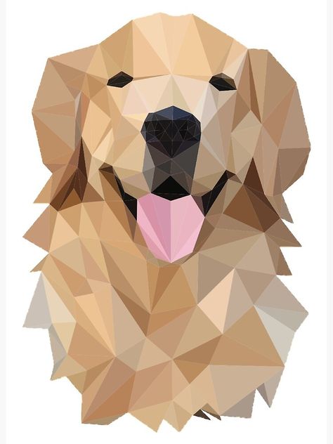 Golden Retriever Art Prints, Polygonal Art, Geometric Art Animal, Golden Retriever Art, Geometric Dog, Polygon Art, Dog Quilts, 골든 리트리버, Geometric Drawing